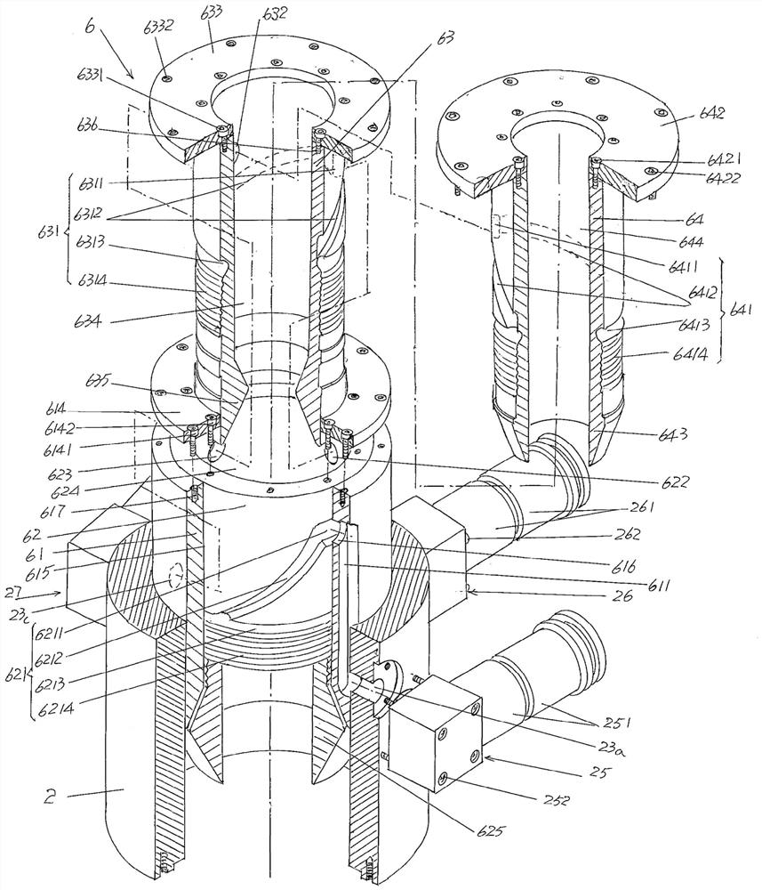 Three-layer diversion material storage die head device for blow molding machine