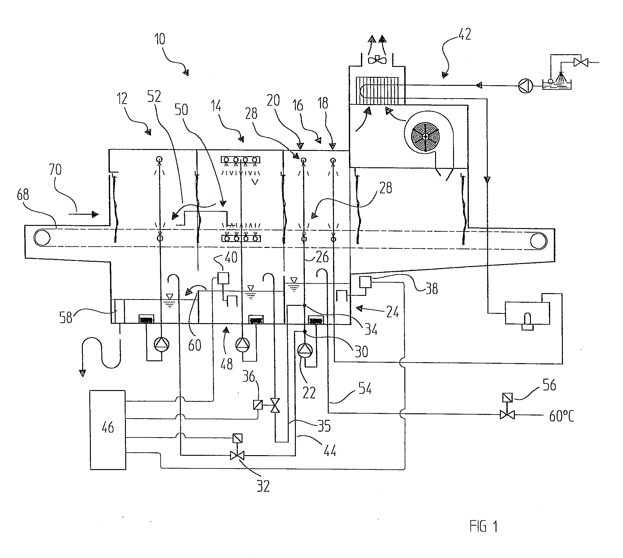 Method for operating a continuous-flow dishwashing machine