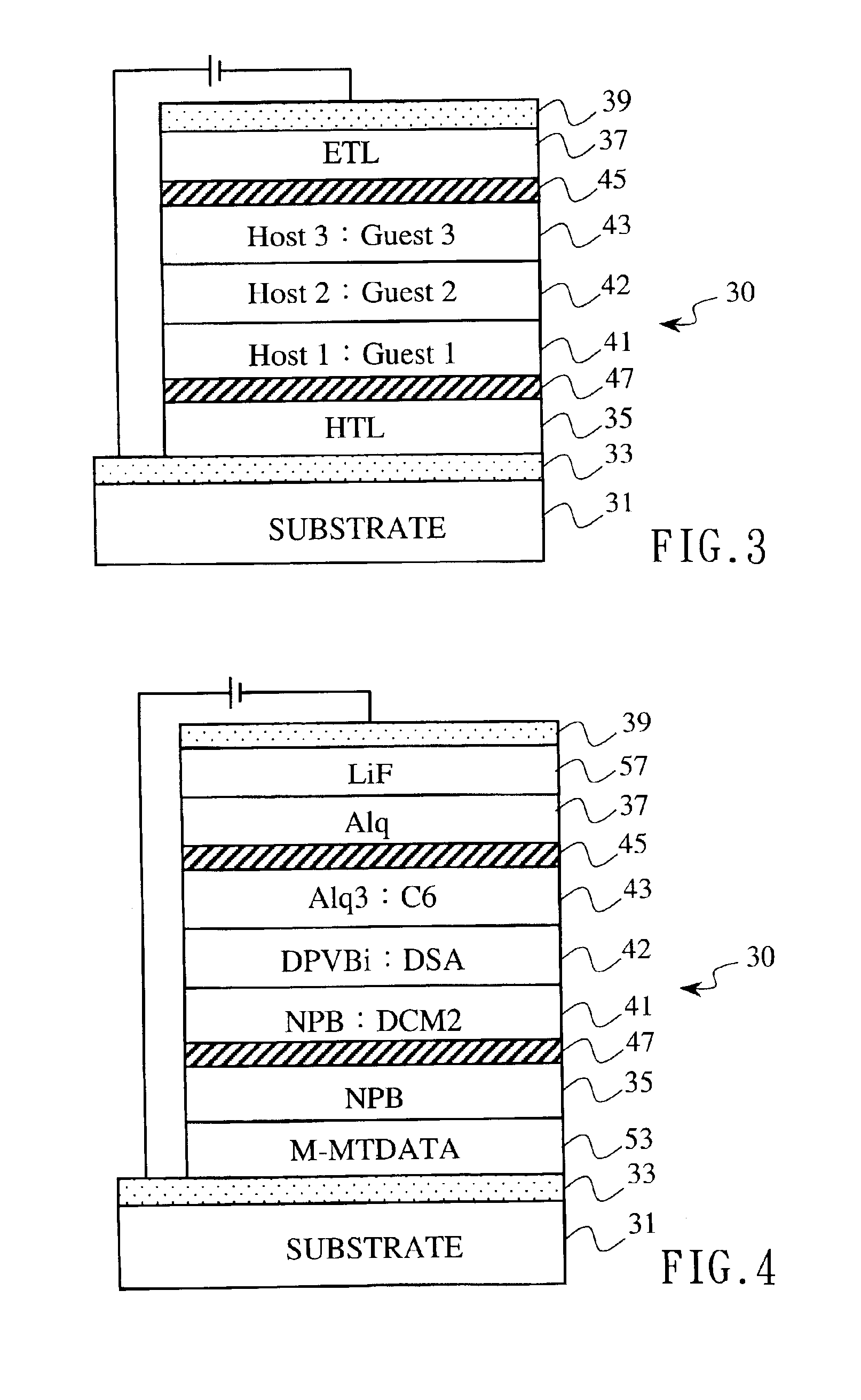 Organic electroluminescent device having host material layer intermixed with luminescent material