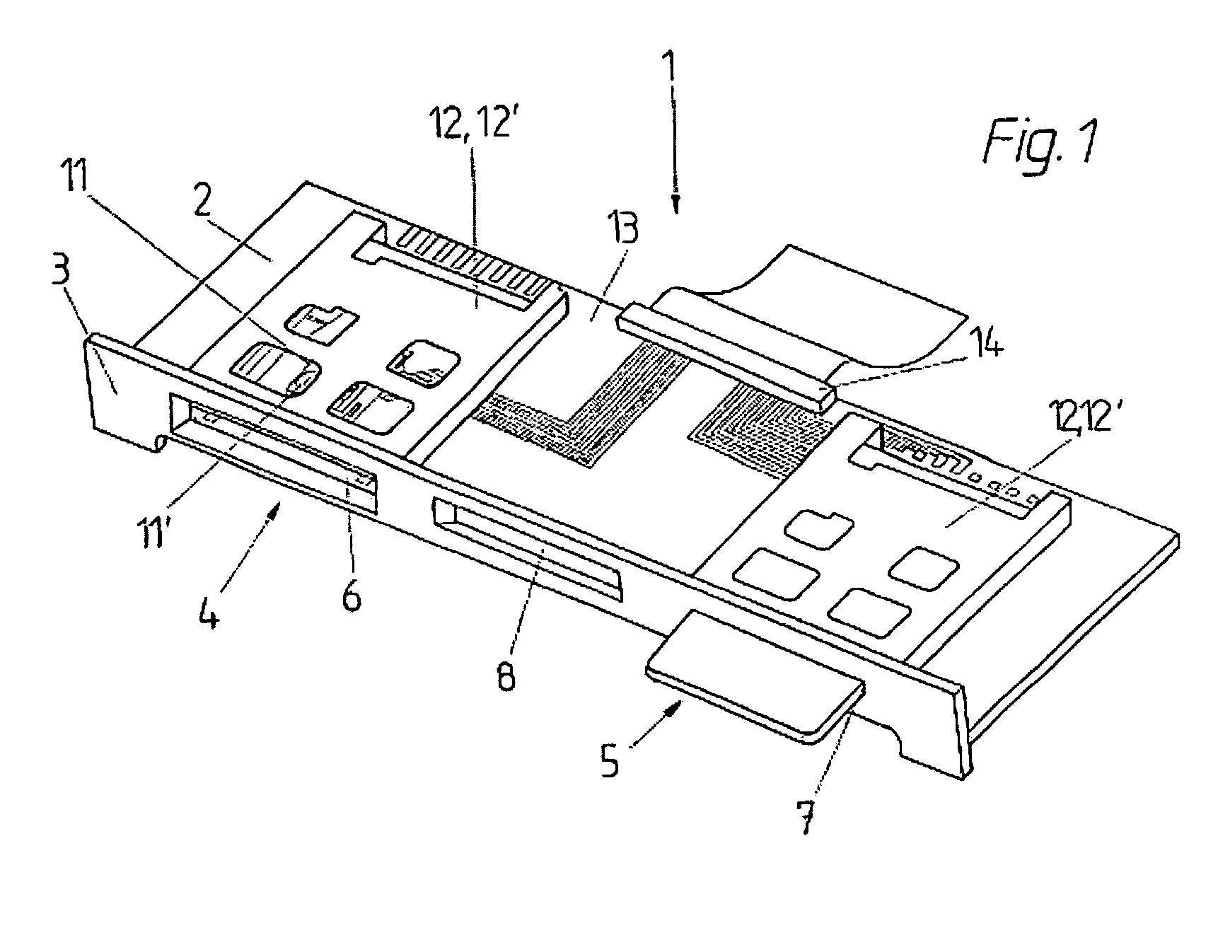 Reading device for different types of cards