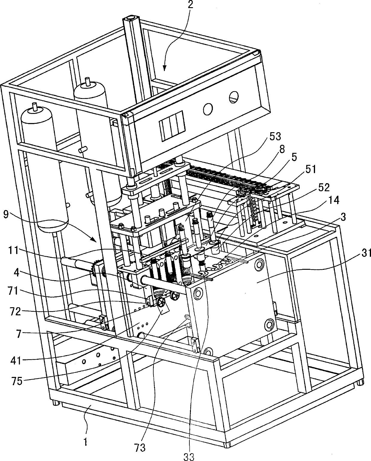 Blank supplying and automatic bottle shedding mechanism of plastic blowing machine