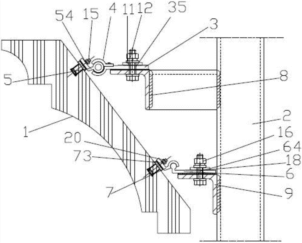 Connection structure of stone curtain wall mould board