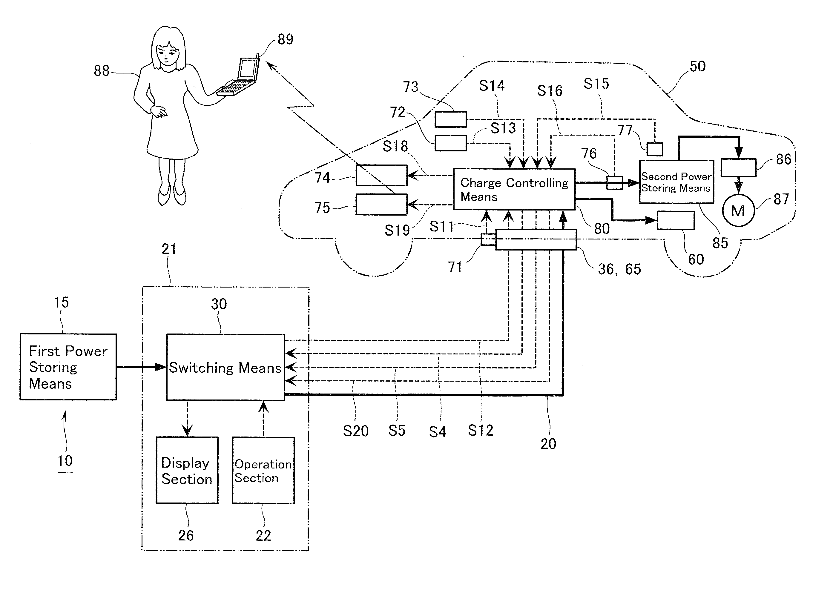 Motor-driven travelling body and high-speed charge method for motor-driven travelling body