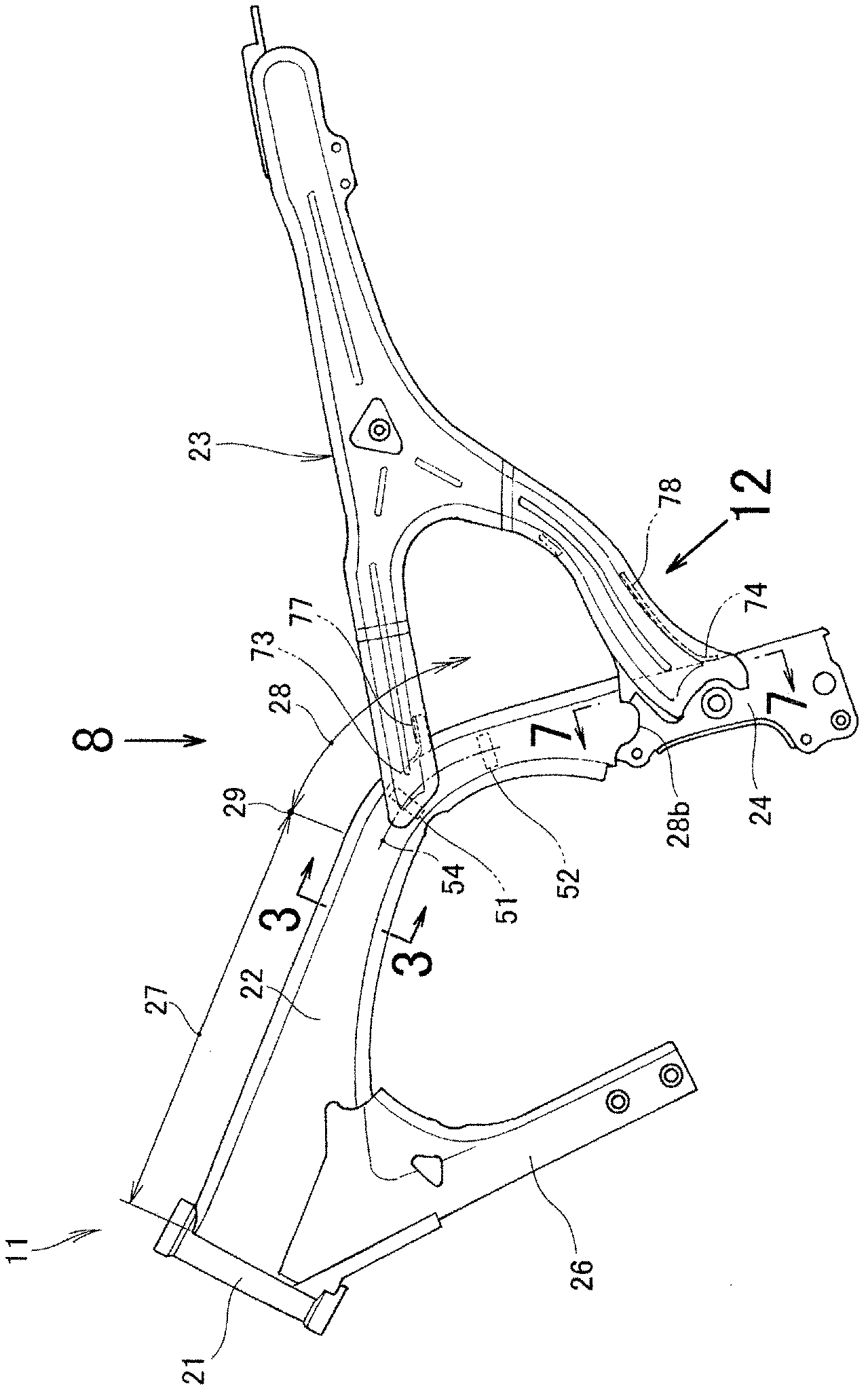 Vehicle body framework of two-wheeled motorcycle