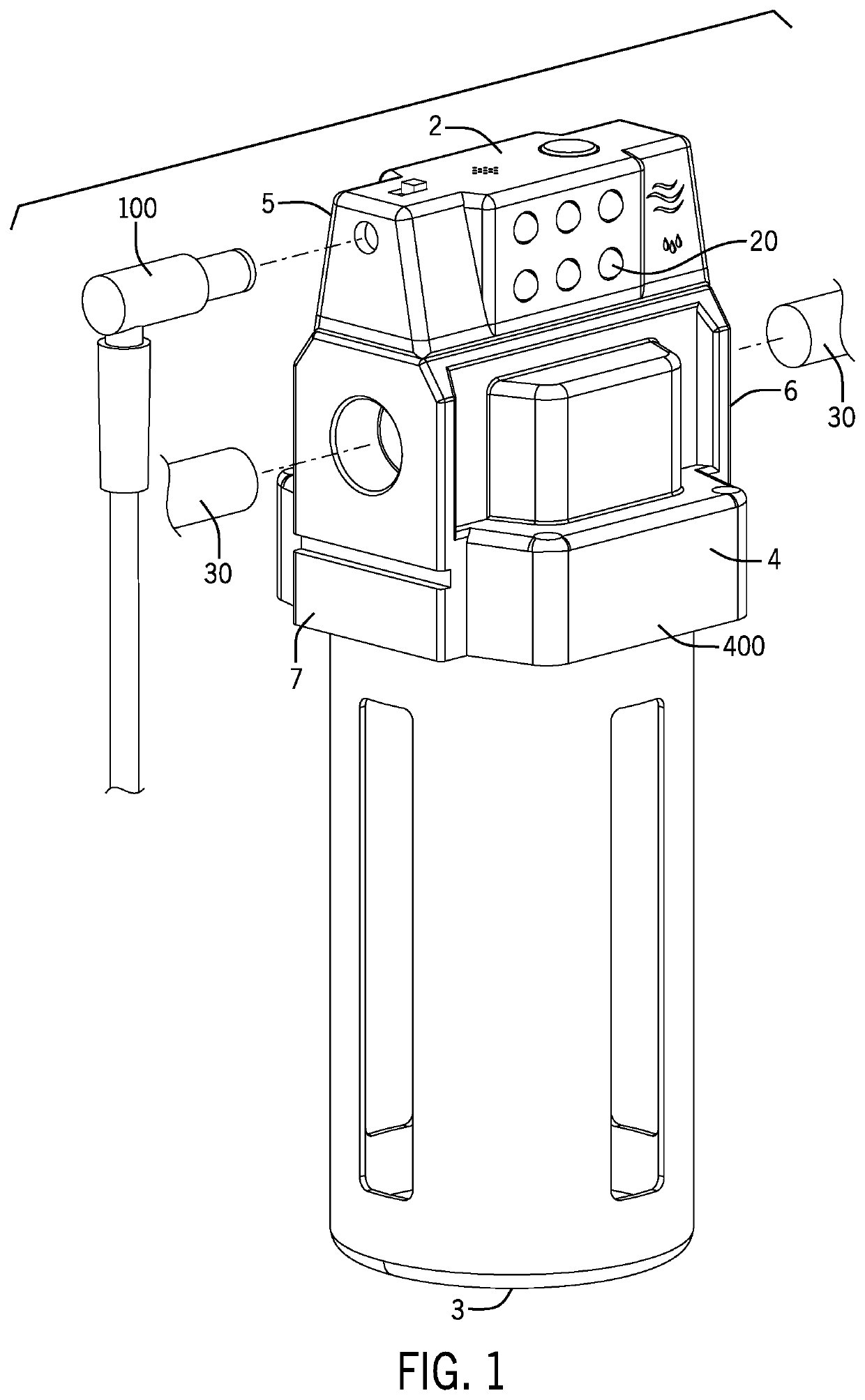 Modular digital filter, regulator and lubricator connector and system