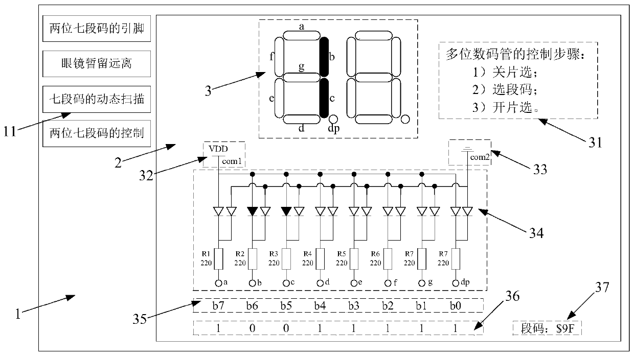 Design method of teaching software of dibit nixie tube