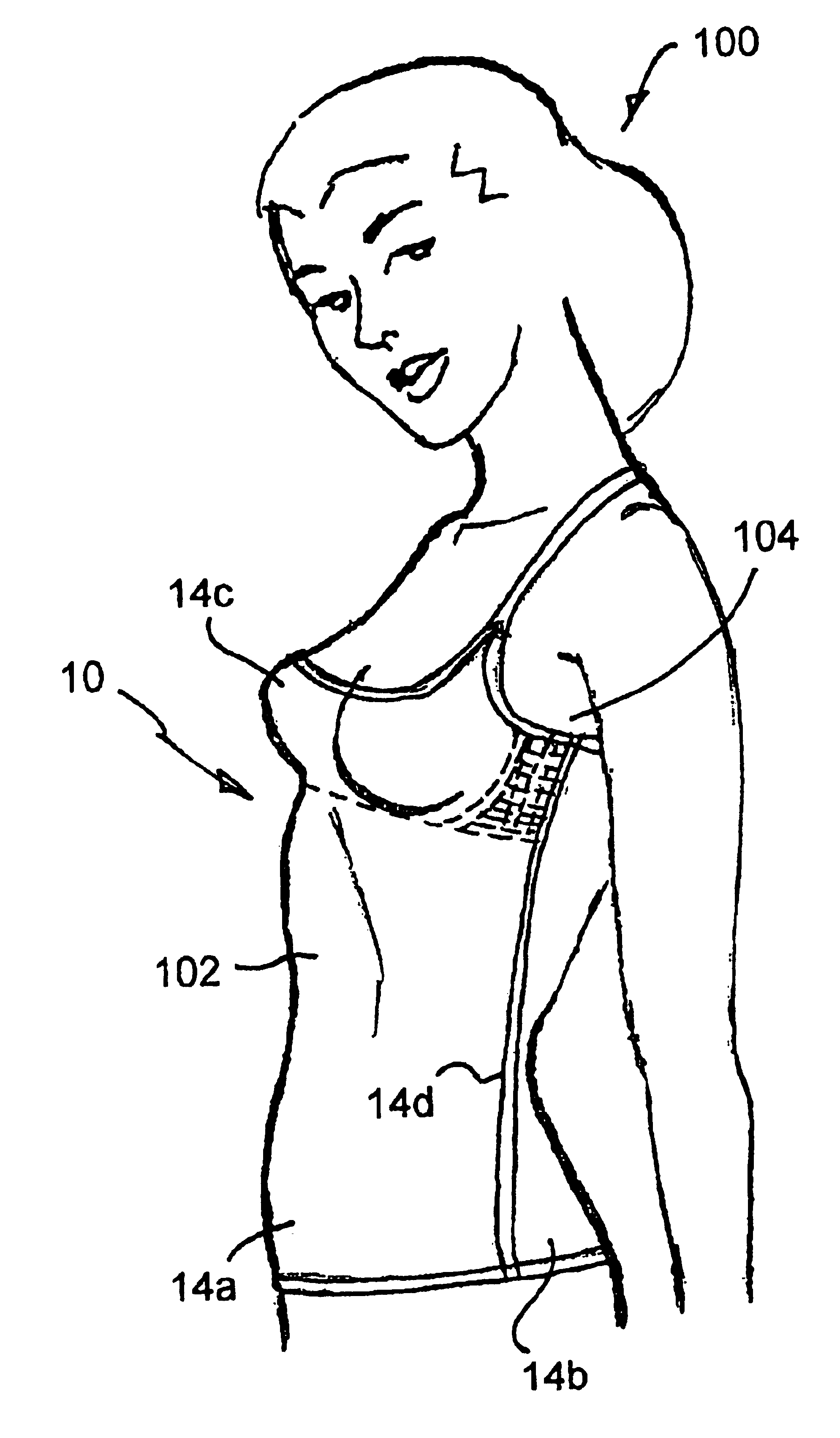 Garment with interior bra structure with side supports