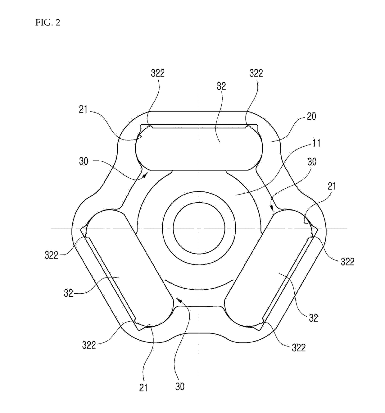 Tripod constant-velocity joint