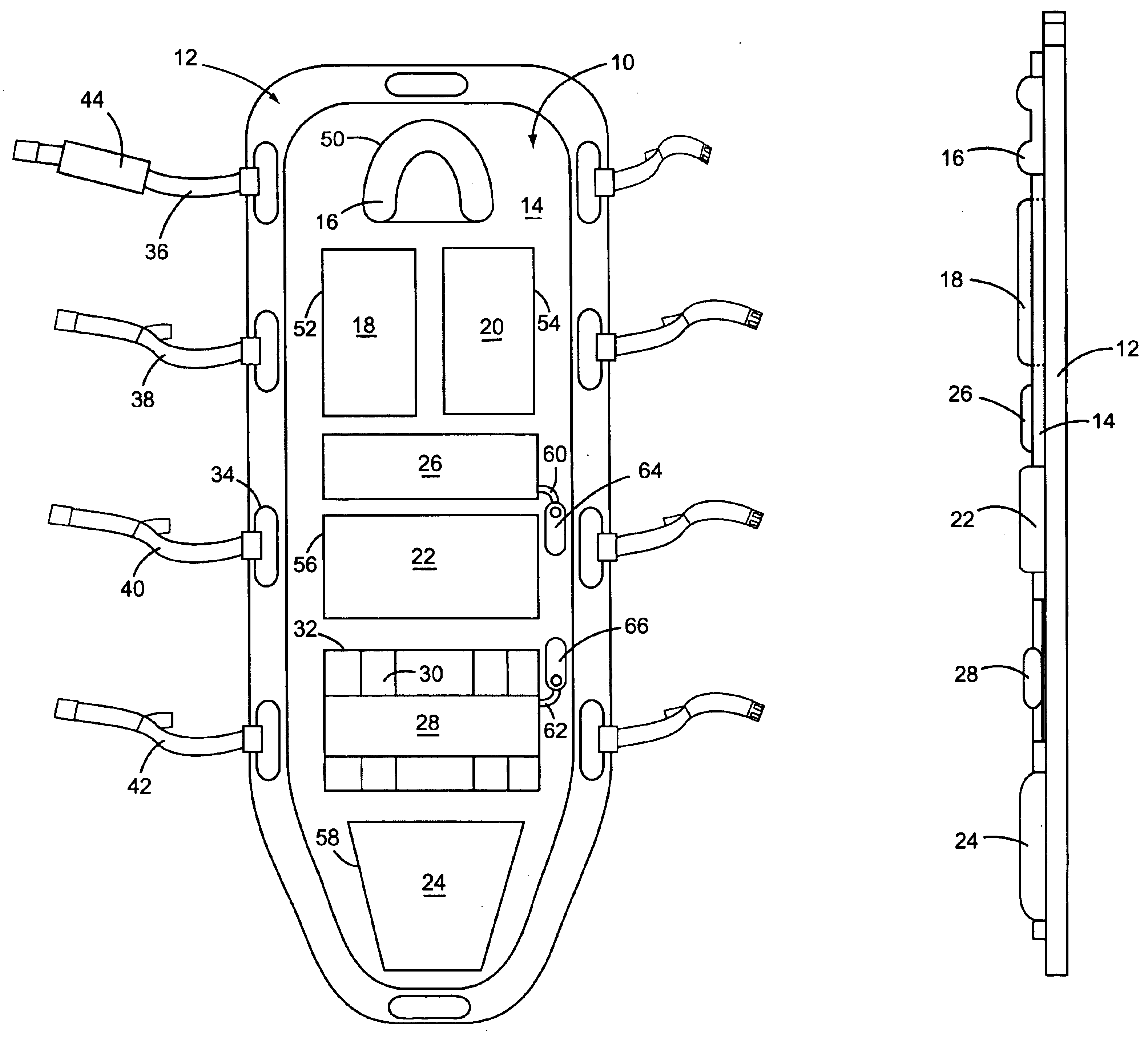 Backboard with removable pad