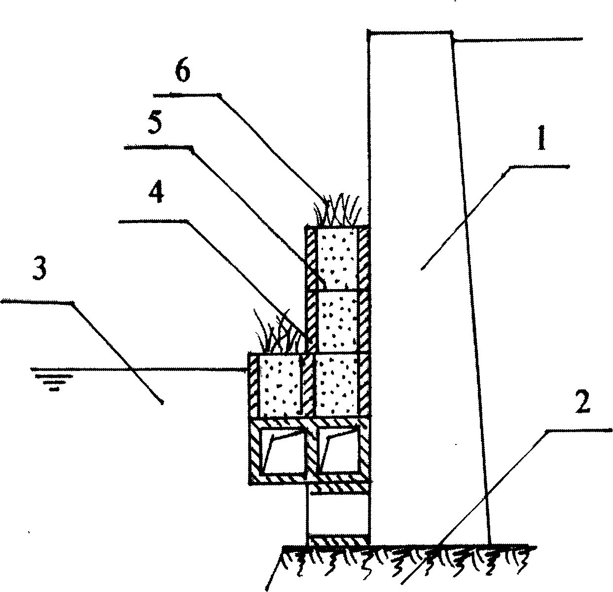 Ecology rehabilitation method for concrete or cement laid stone embankment