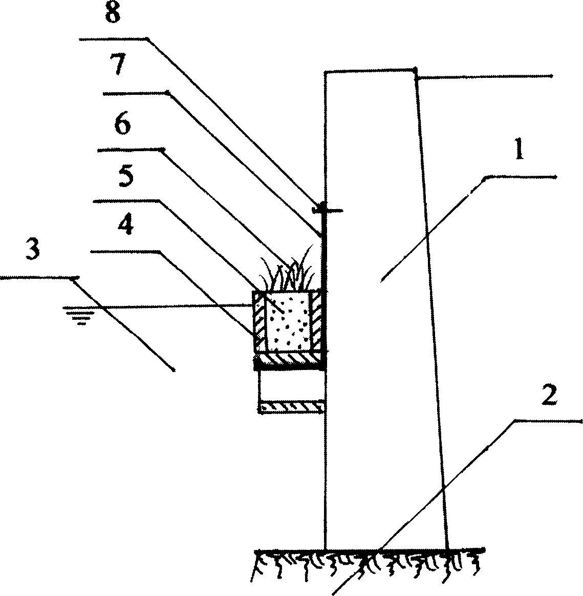 Ecology rehabilitation method for concrete or cement laid stone embankment