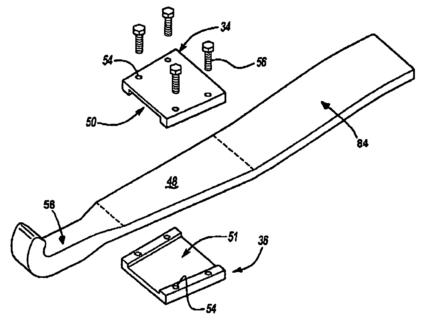 Composite leaf spring having an arcuate attachment arrangement for vehicle mounting