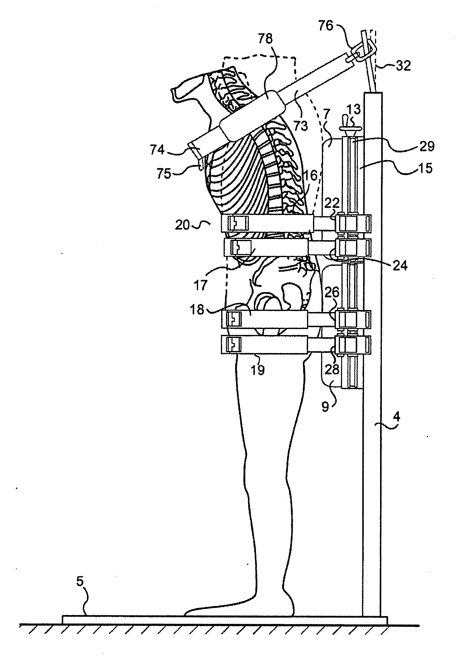 Restraint, reposition, traction and exercise device and method