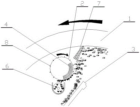 Steel slag horizontal roller mill iron removing device and iron removing method thereof