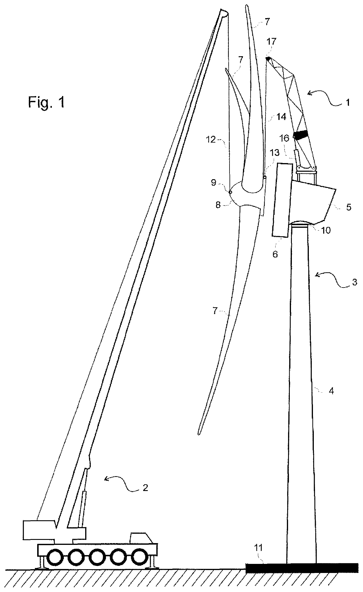 Hoisting system for installing a wind turbine