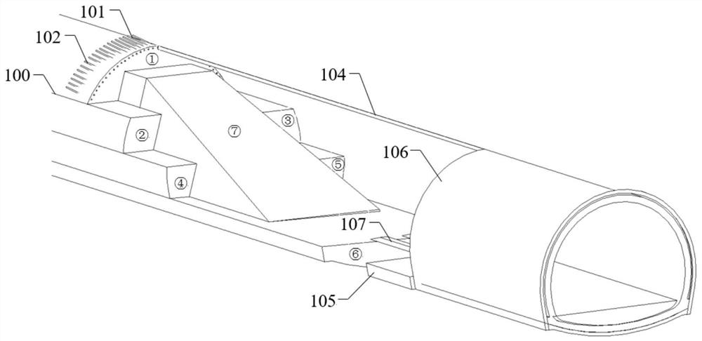 Construction method of open-arch concealed half-wall and half-arch protection structure of shallow-buried bias tunnel penetrating through accumulation body