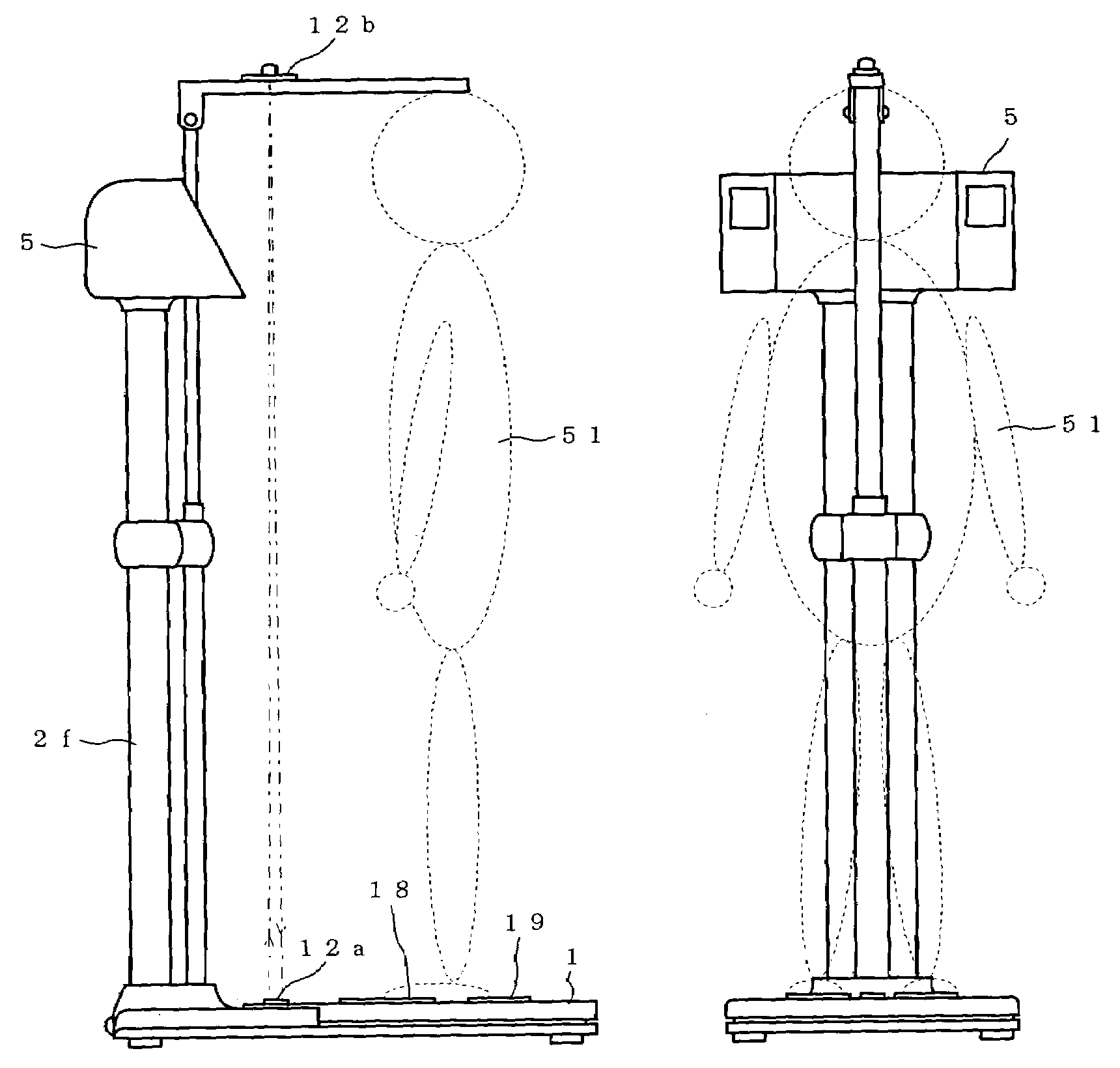 Bioinstrumentation apparatus with height measuring device