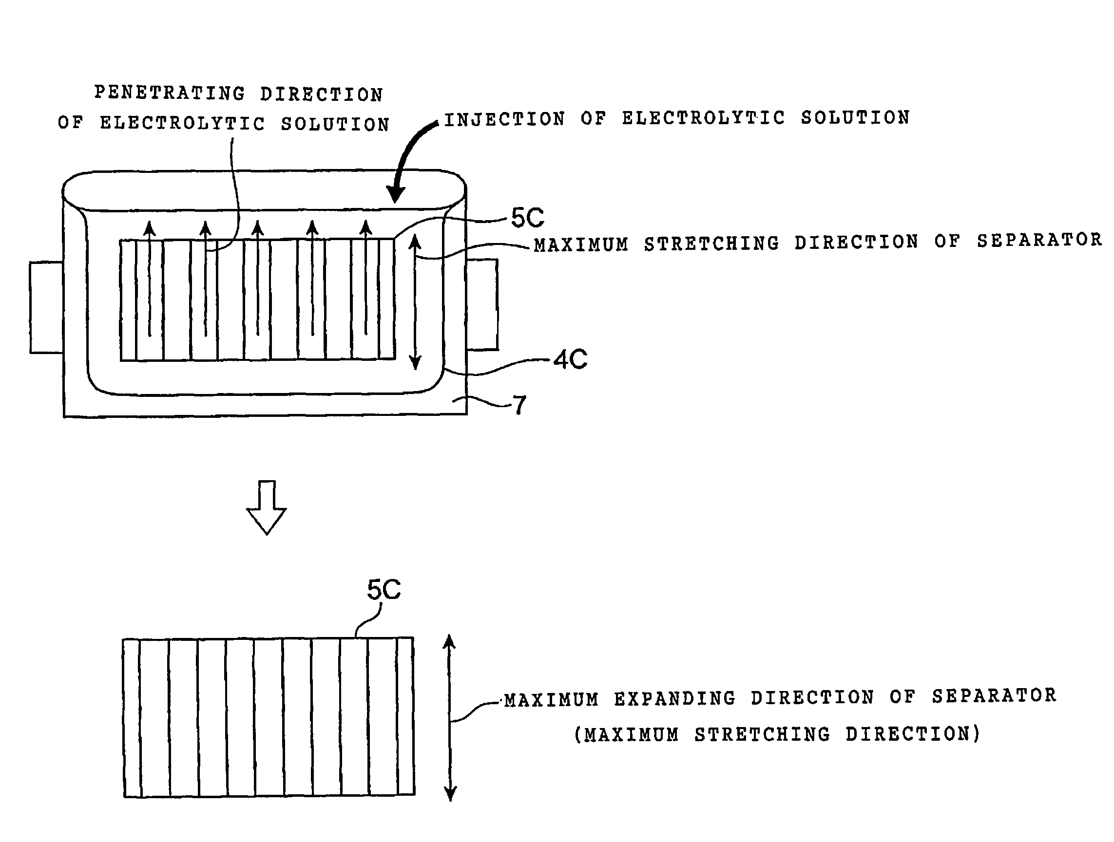 Thin-type secondary battery and method of producing the same, and secondary battery module