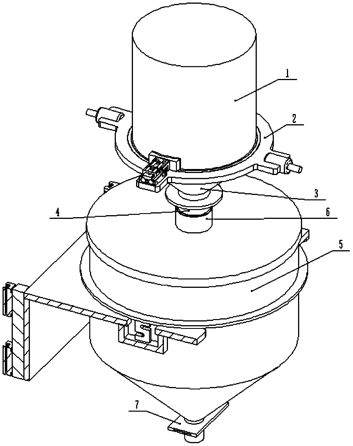 Auxiliary feeding device for filling in rubber mold with energetic materials