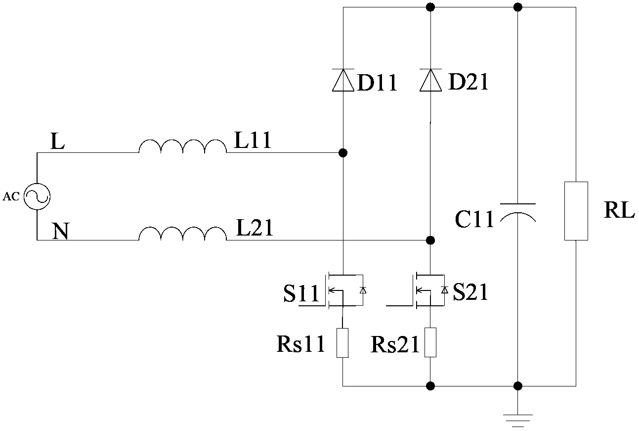 Device and method for inductive current sampling of bridge-free PFC circuit