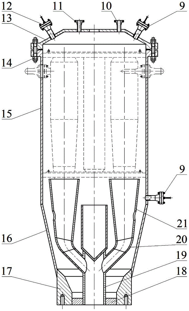 Squirrel-cage type two-stage cyclone solid-liquid separation device