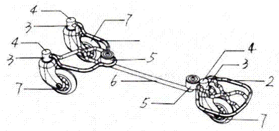 Iron art modeling double-folding type three-wheeled dynamic skateboard made of metal round bars