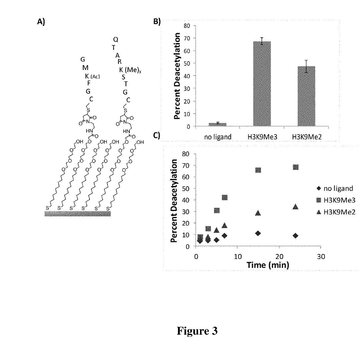 Enzyme coupled assay for quantification of protein and peptide binding by SAMDI mass spectrometry