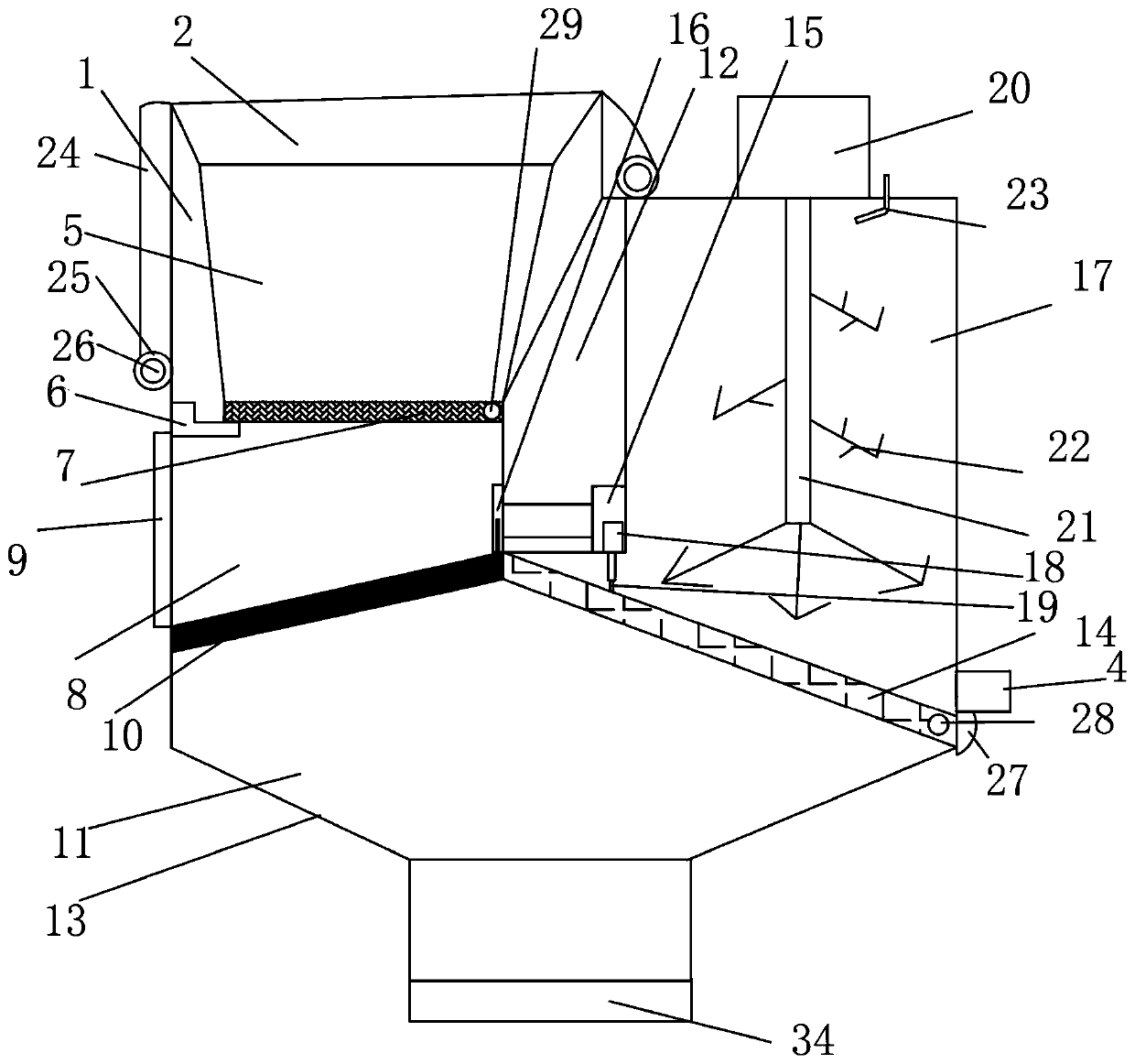 Environment-friendly sewage treatment device for convenient sludge discharge