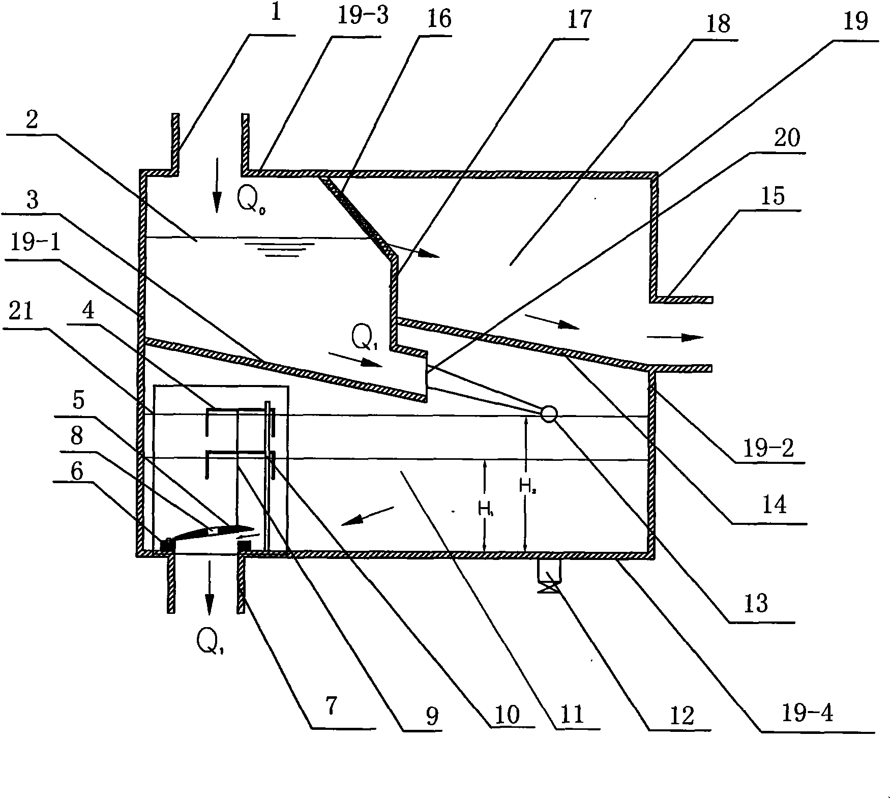 Half volumetric-type early-stage rainwater stream abandoning device