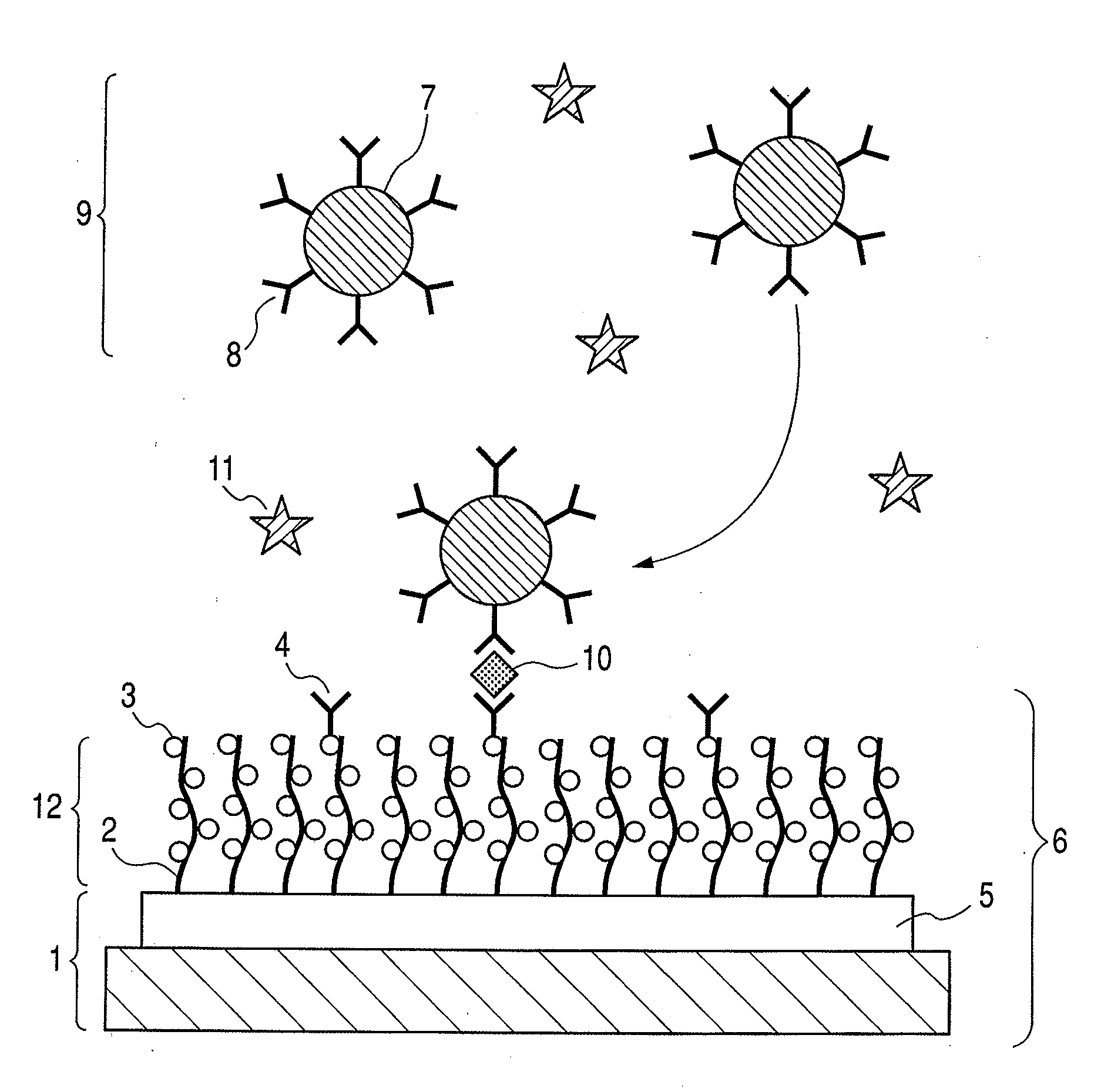 Structure, target substance-detecting element and target substance-detecting kit