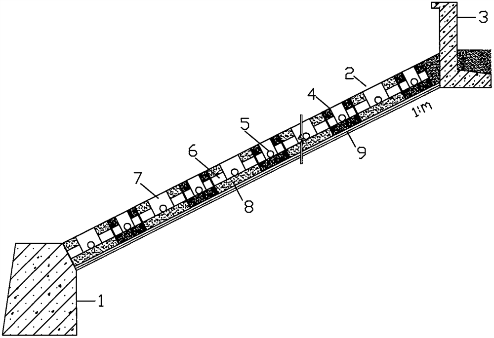 Dam wave dissipation interlocking slope protection structure