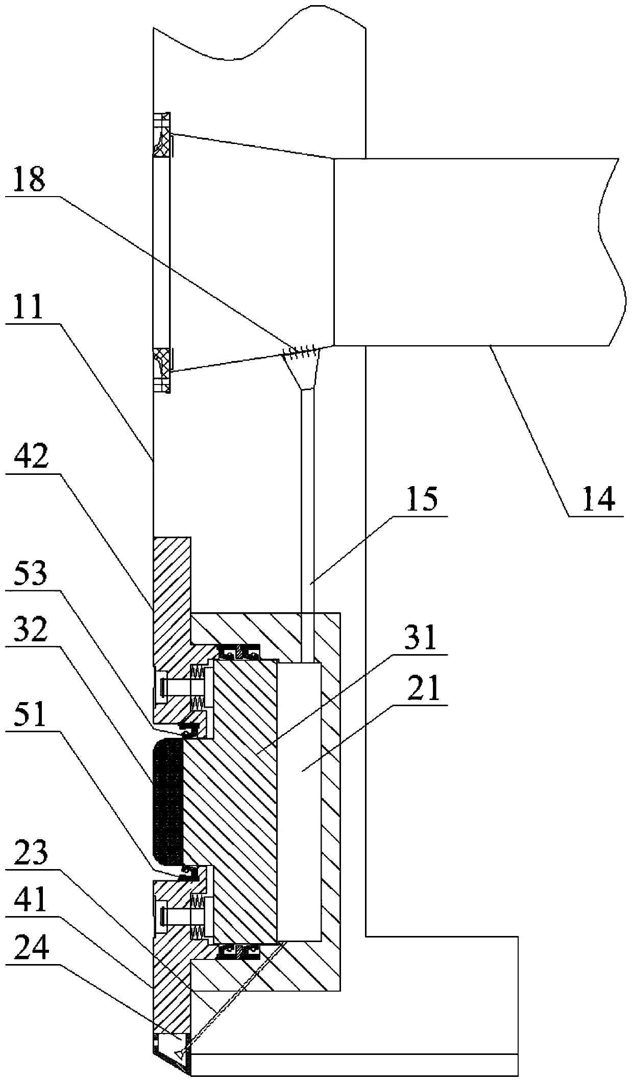 Trailing suction hopper dredger side suction port water acting piston-type sealing device