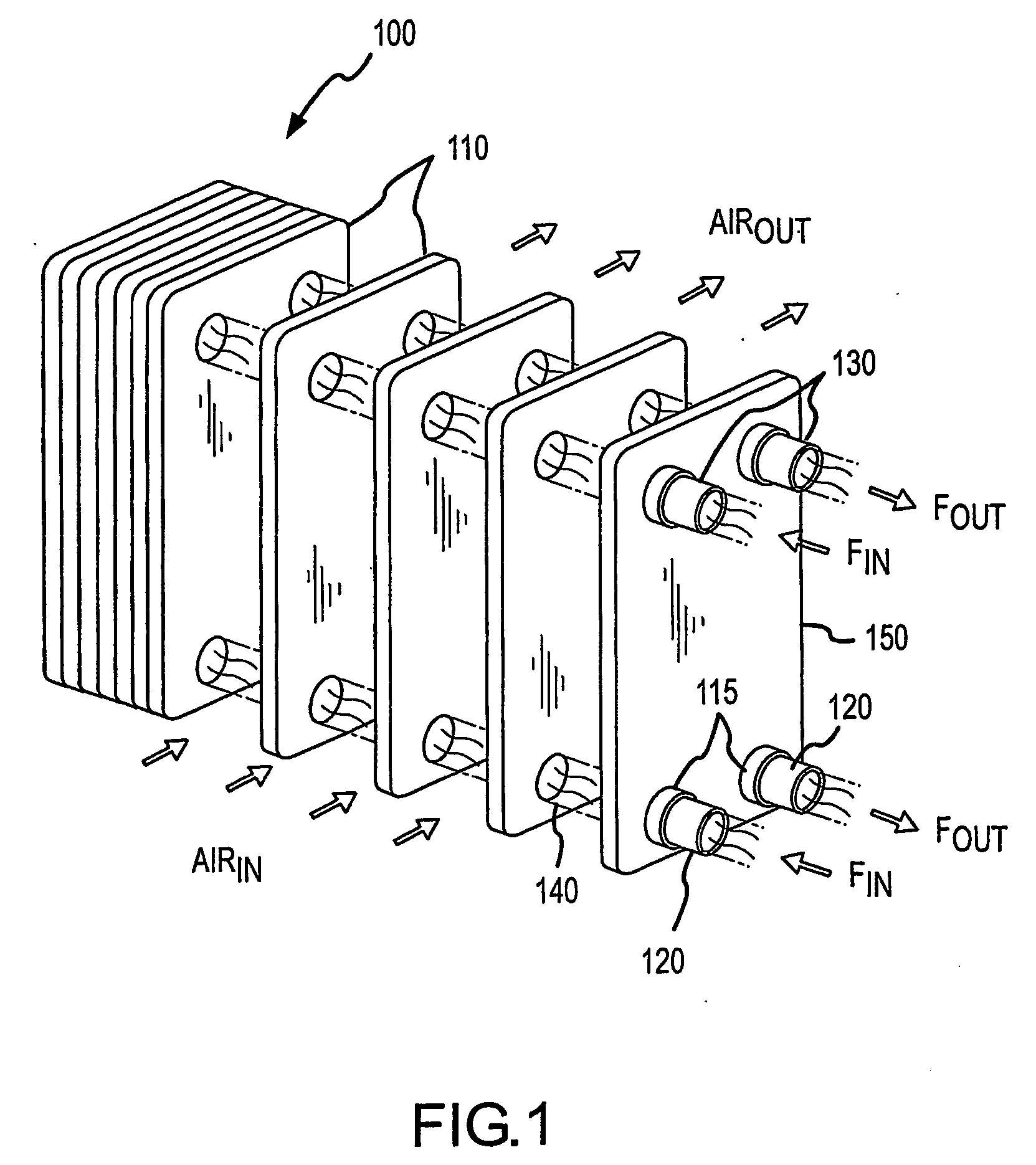 Tabbed transfer fins for air-cooled heat exchanger