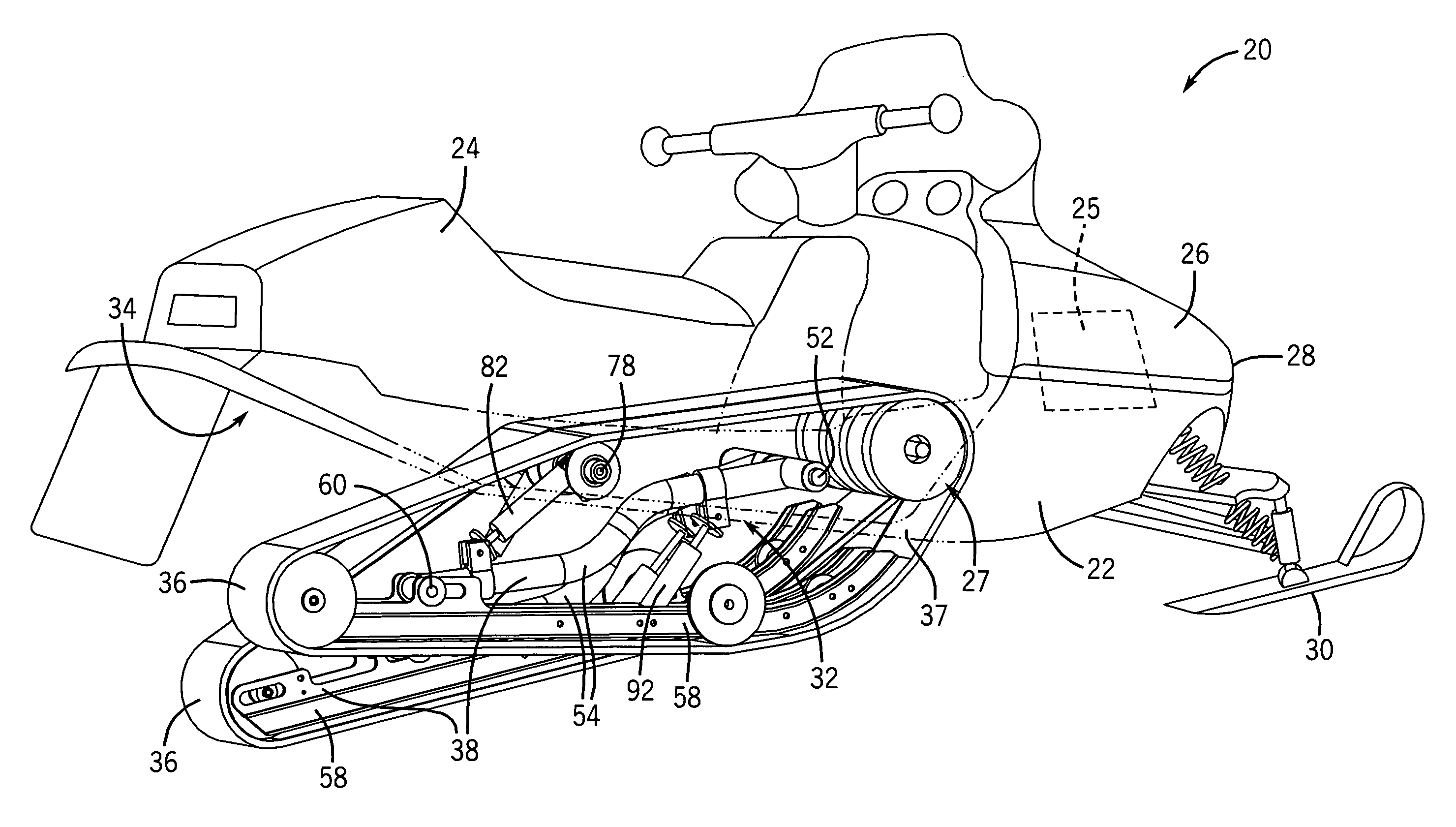 Snowmobile rear suspension system