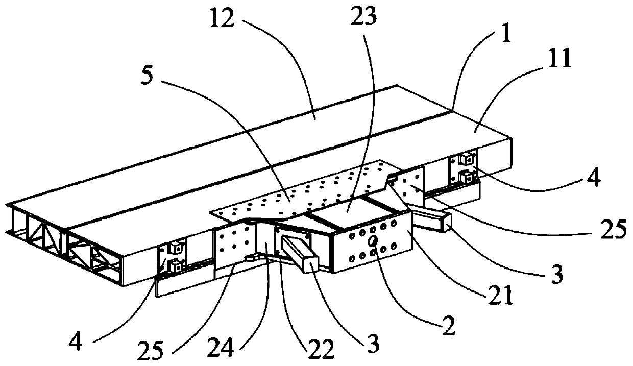 Low-floor tramcar floating car end beam and lower part hinged mounting base structure