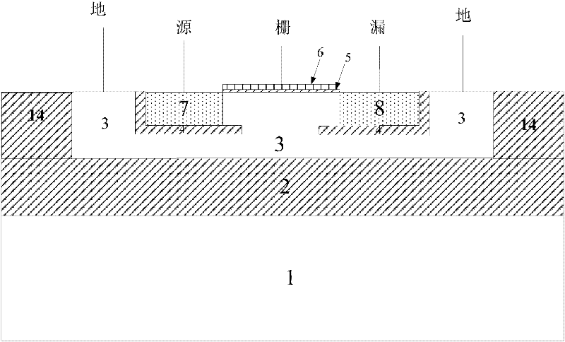 Structure of radiation-resistant MOS (Metal Oxide Semiconductor) device based on partially-consumed type SOI (Silicon-On-Insulator) process