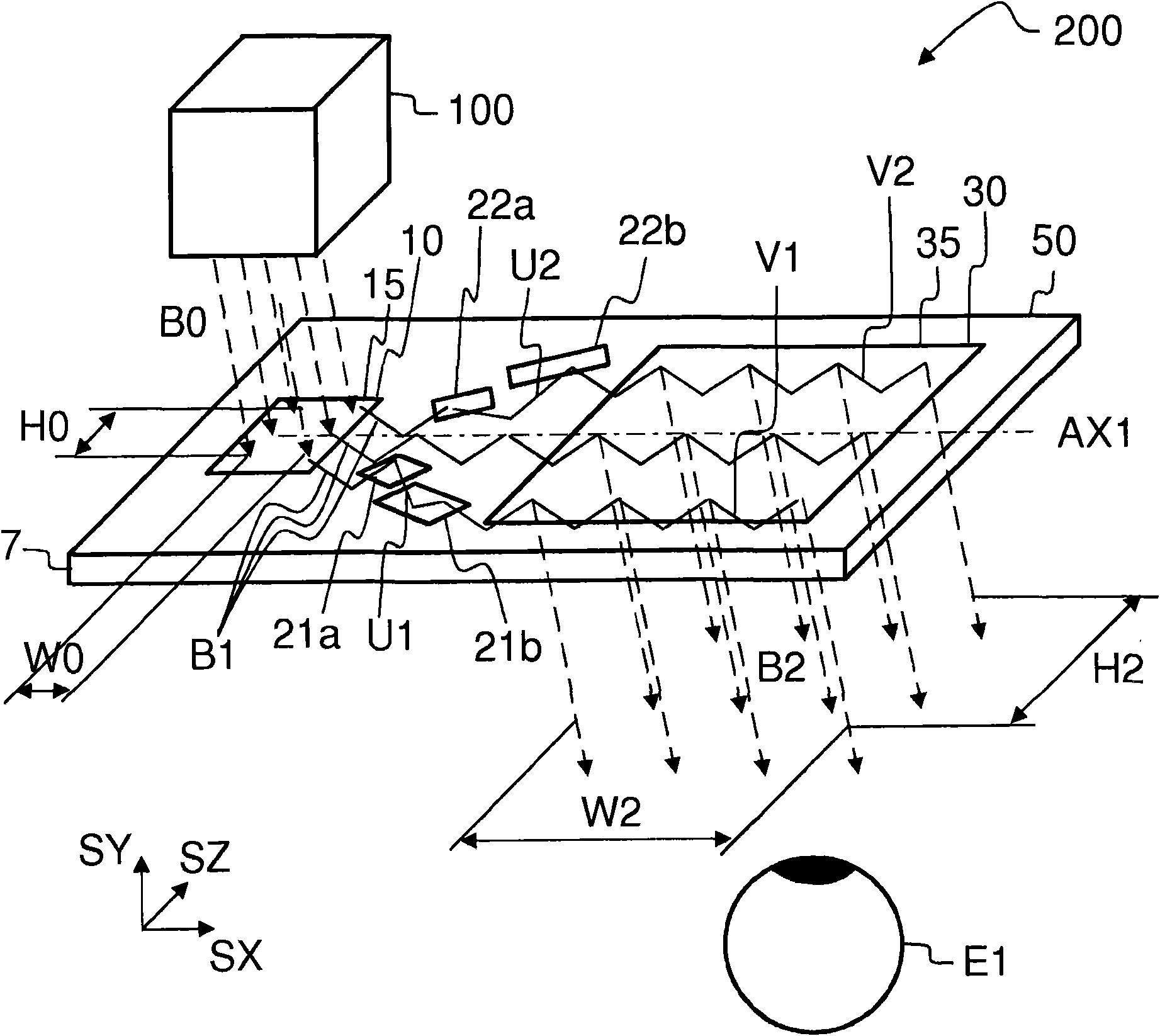 A diffractive beam expander and a virtual display based on a diffractive beam expander