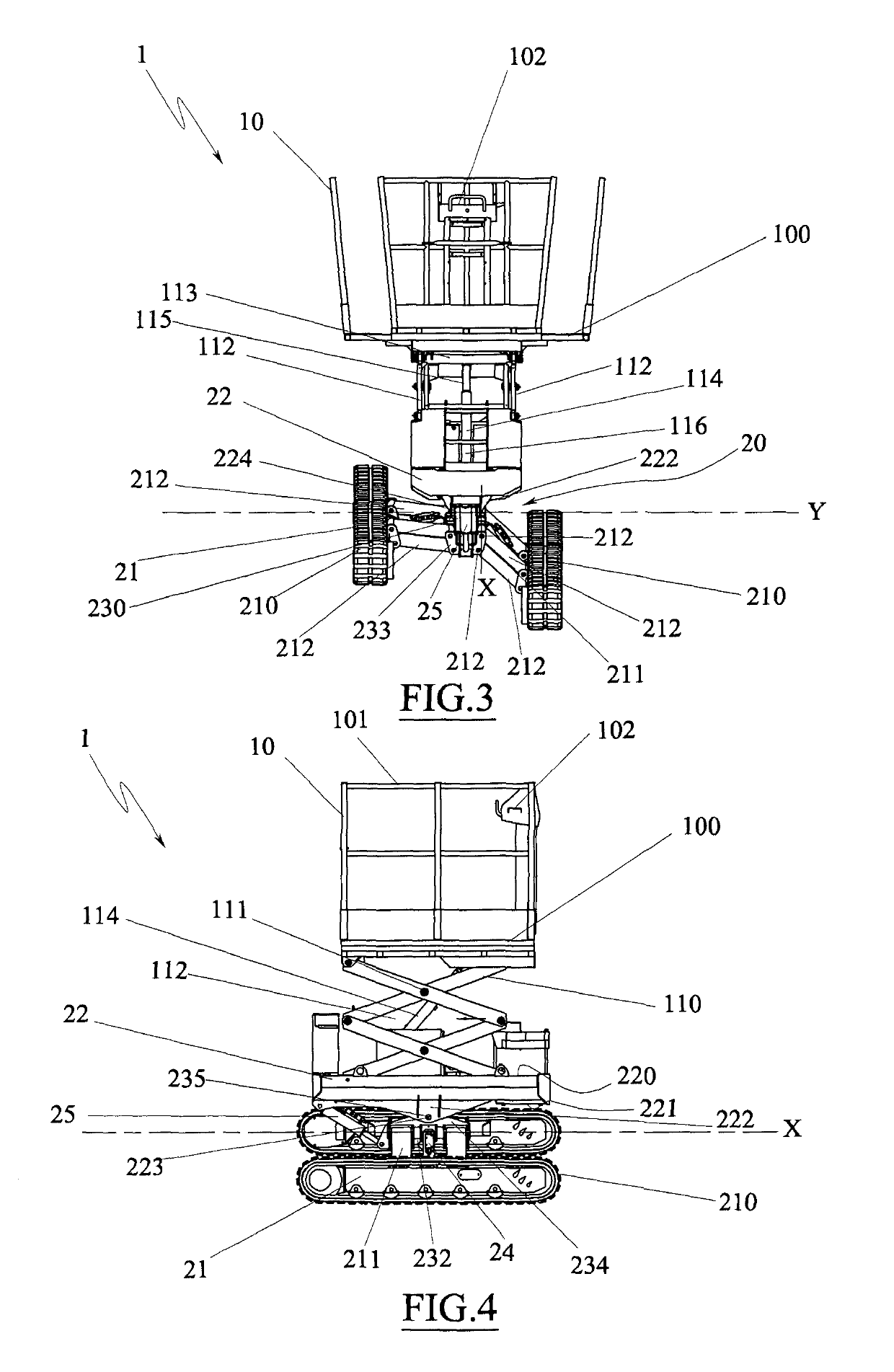 Levelling group for aerial work platforms