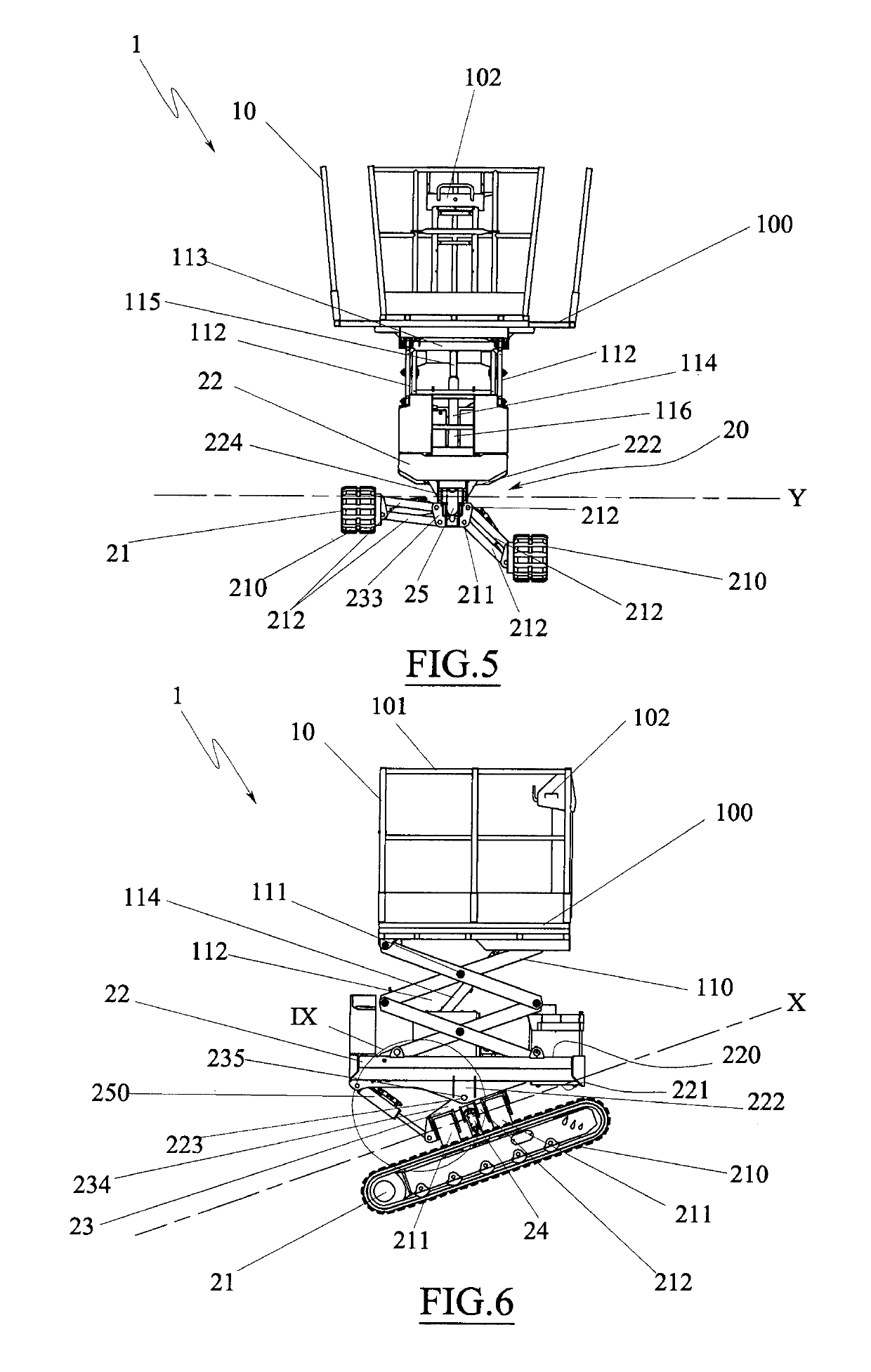 Levelling group for aerial work platforms