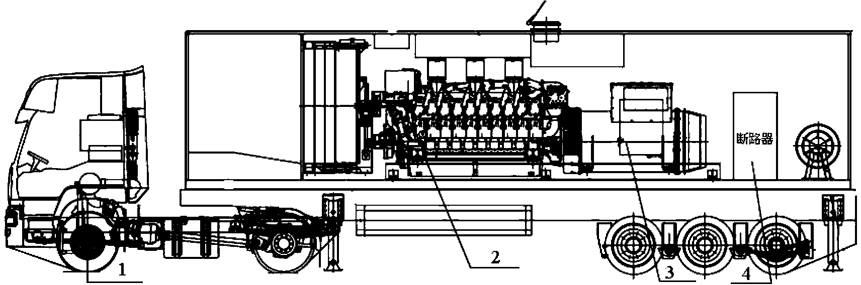 Medium-voltage mobile diesel power generator car for nuclear power plant