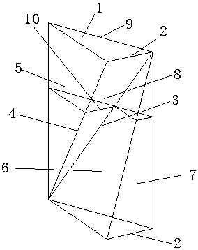 Processing technology for triangle-gemstone-shape unit plates of glass curtain wall