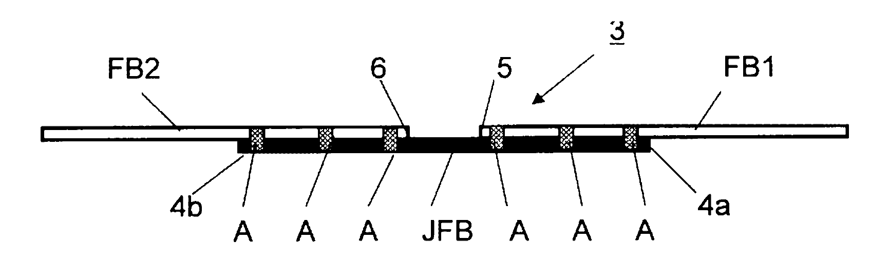 Fiber bundle with pieced part, process for producing same, and process for producing carbon fiber