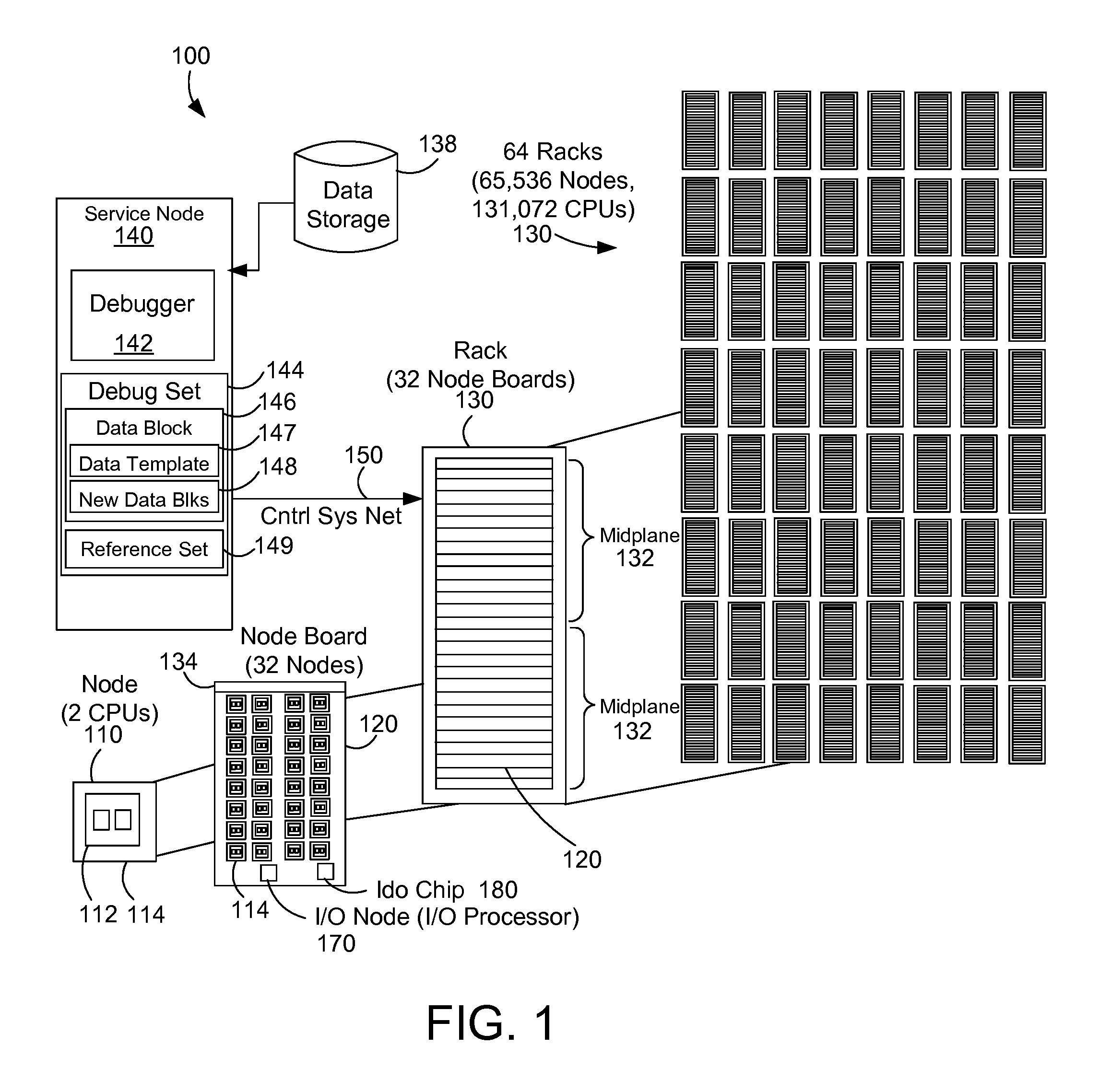 Parallel debugging in a massively parallel computing system