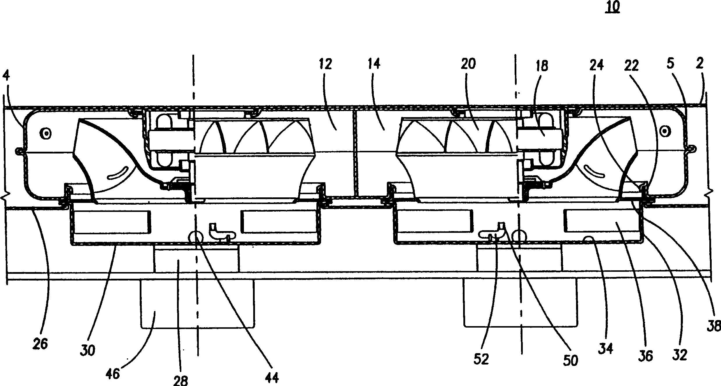 Double - motor kitchen fumes exhausting hood with peripheral air inlet