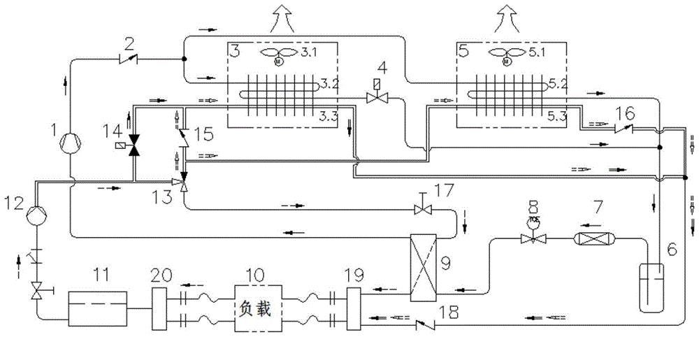 Cooling machine with double condensation and double cooling