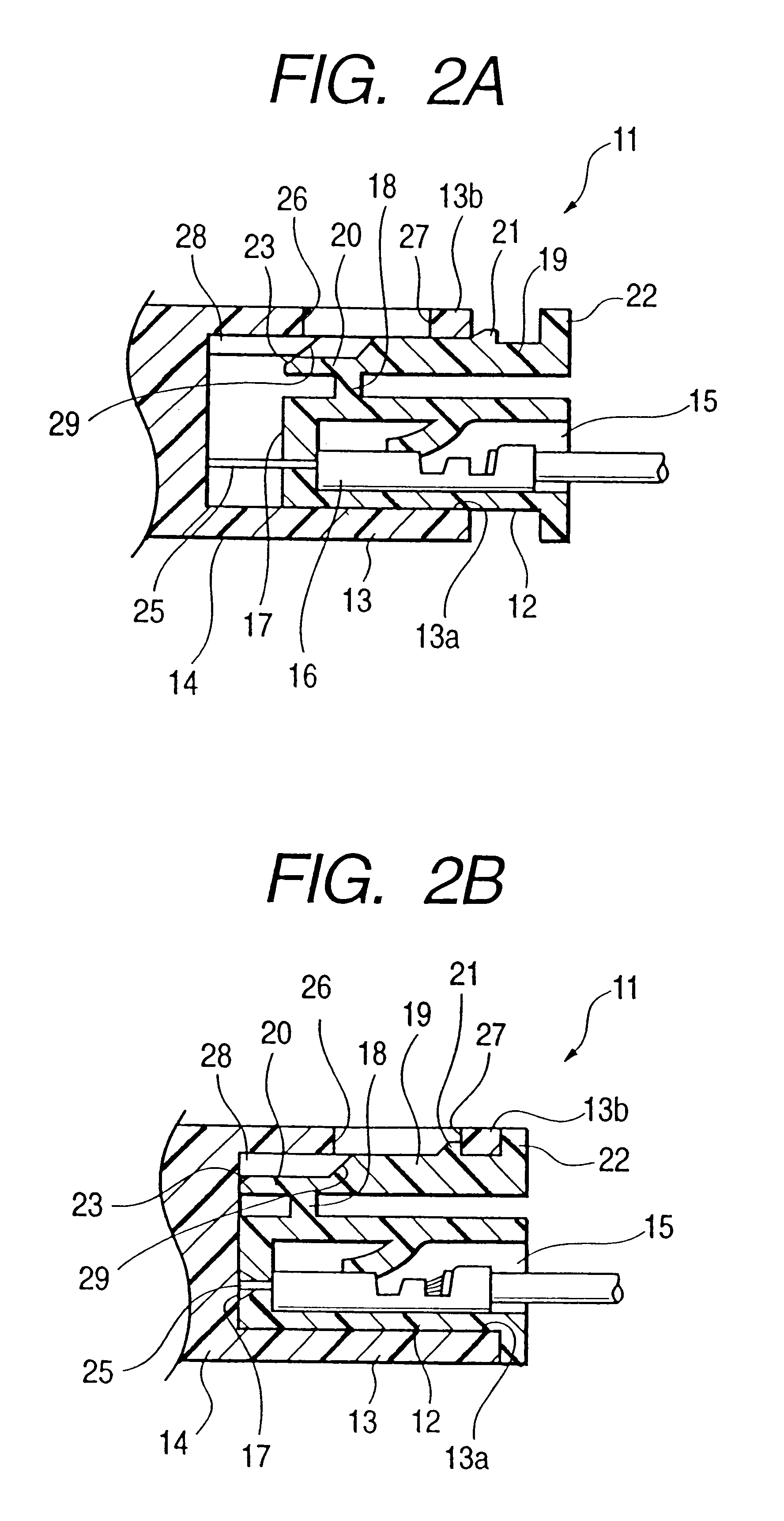 Lock structure for locking male and female connector housings together