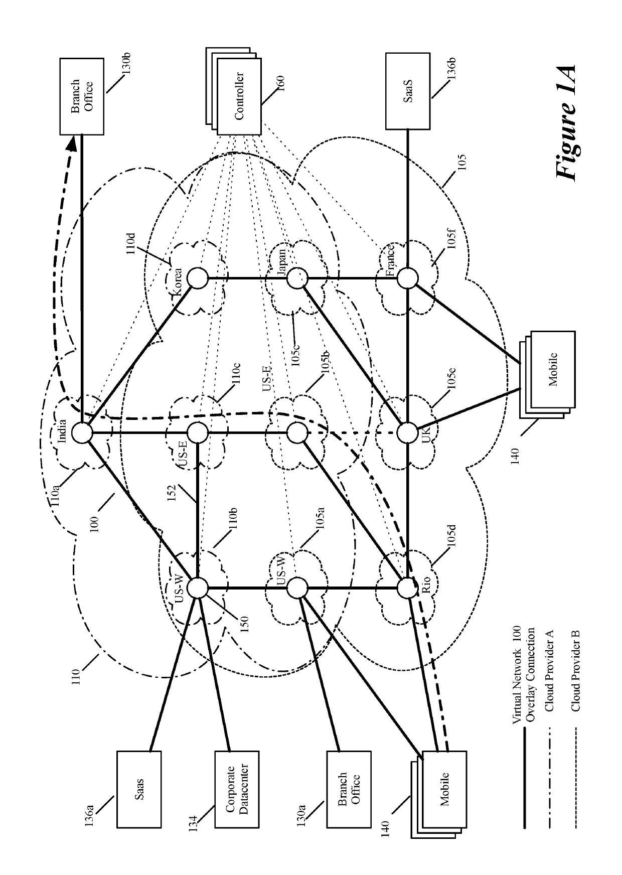 Processing data messages of a virtual network that are sent to and received from external service machines