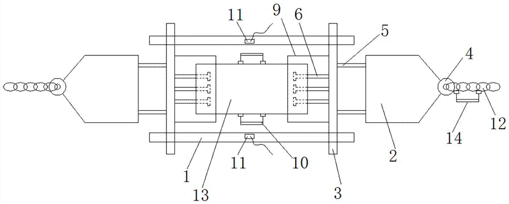 Axial stretching test device for cement based composite material test piece