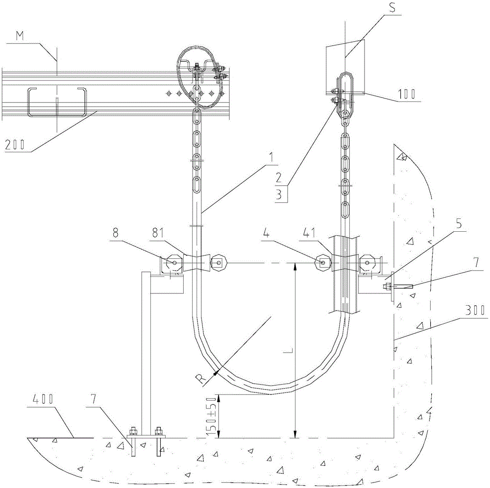 Guide device for elevator balance compensation chain