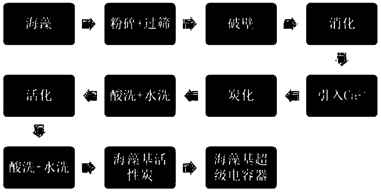 A kind of preparation method of seaweed-based activated carbon precursor for supercapacitor